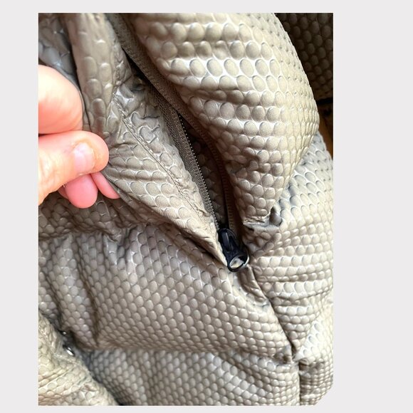 The North Face 550 Size S Olive Green Quilted Goose Down Fur Trim Hood Jacket - Picture 10 of 14